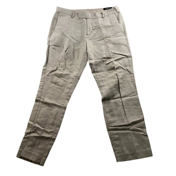 Liz Claiborne Mens Beige Linen-Cotton Blend Flat-Front Pants Size 32s - Picture 1 of 16